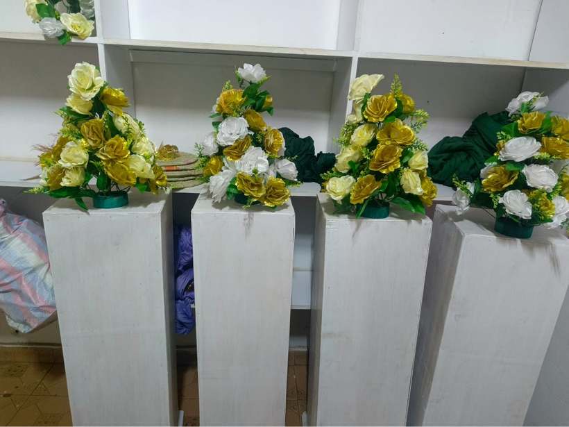 Gold and white florals