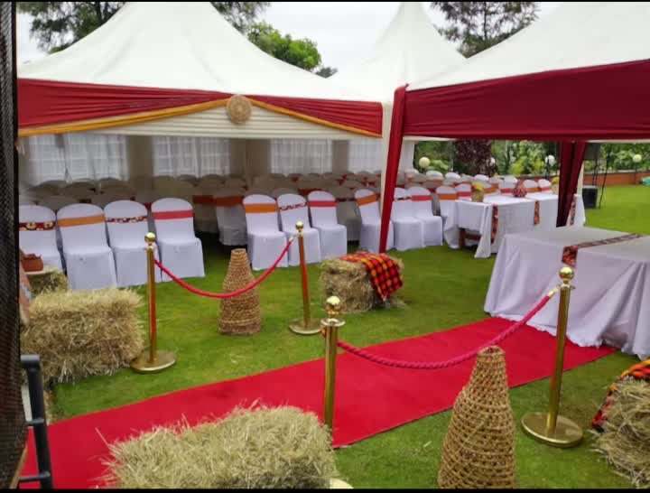Red carpet with gold stands